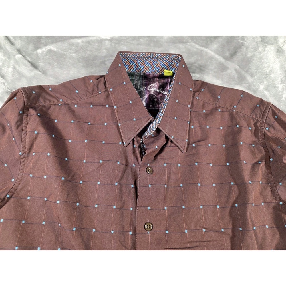 Robert Graham Button Up Shirt Men Medium Maroon Tailored Fit L/S Shirt Flip Cuff